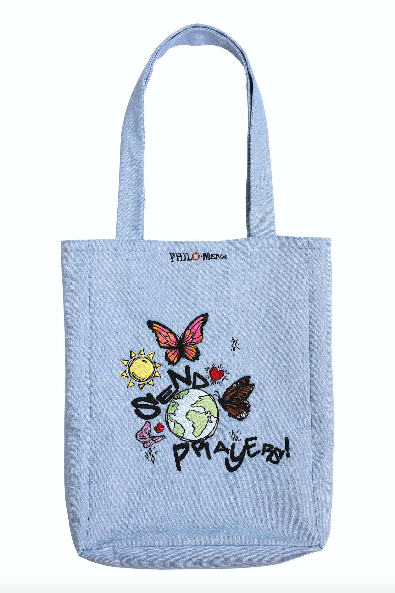 Tote Send Prayers Canvas Sky Blue