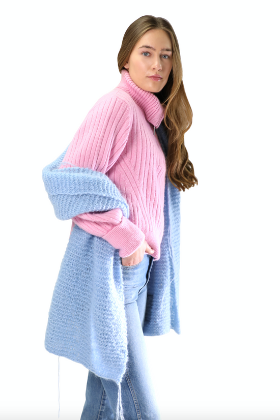 Knitted Blanket Scarf Sky Blue